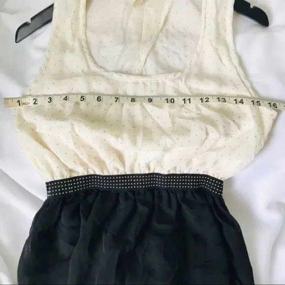 White and Black Contrast High Low Dress
