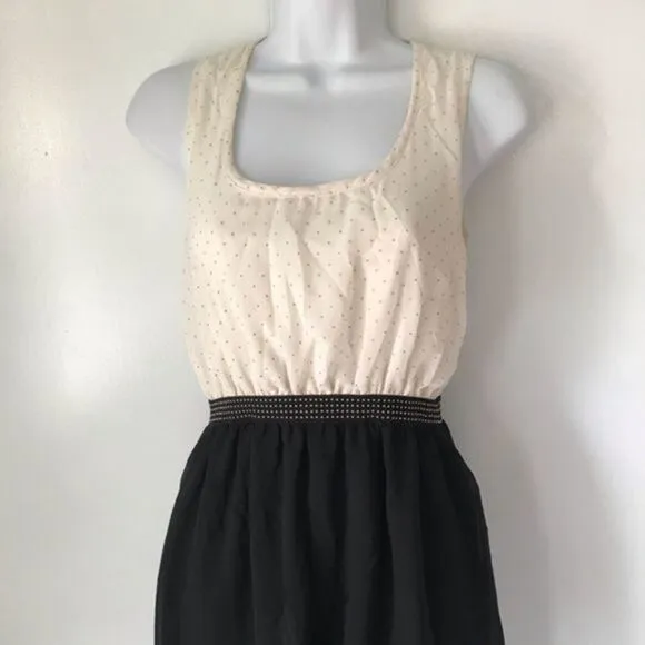 White and Black Contrast High Low Dress