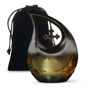 Wilderness Tribute Double Memorial Urn Exquisite Cross Drop