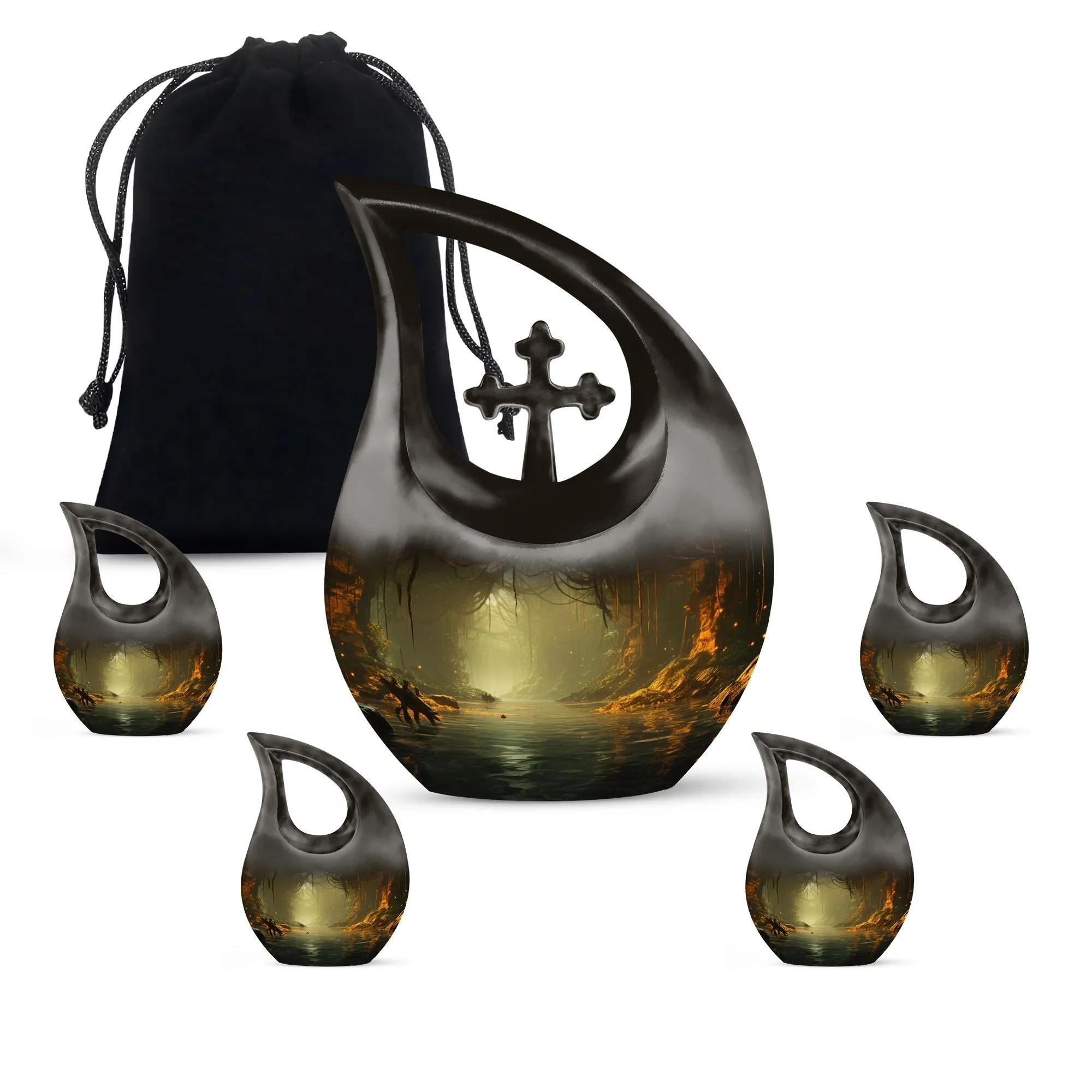 Wilderness Tribute Double Memorial Urn Exquisite Cross Drop