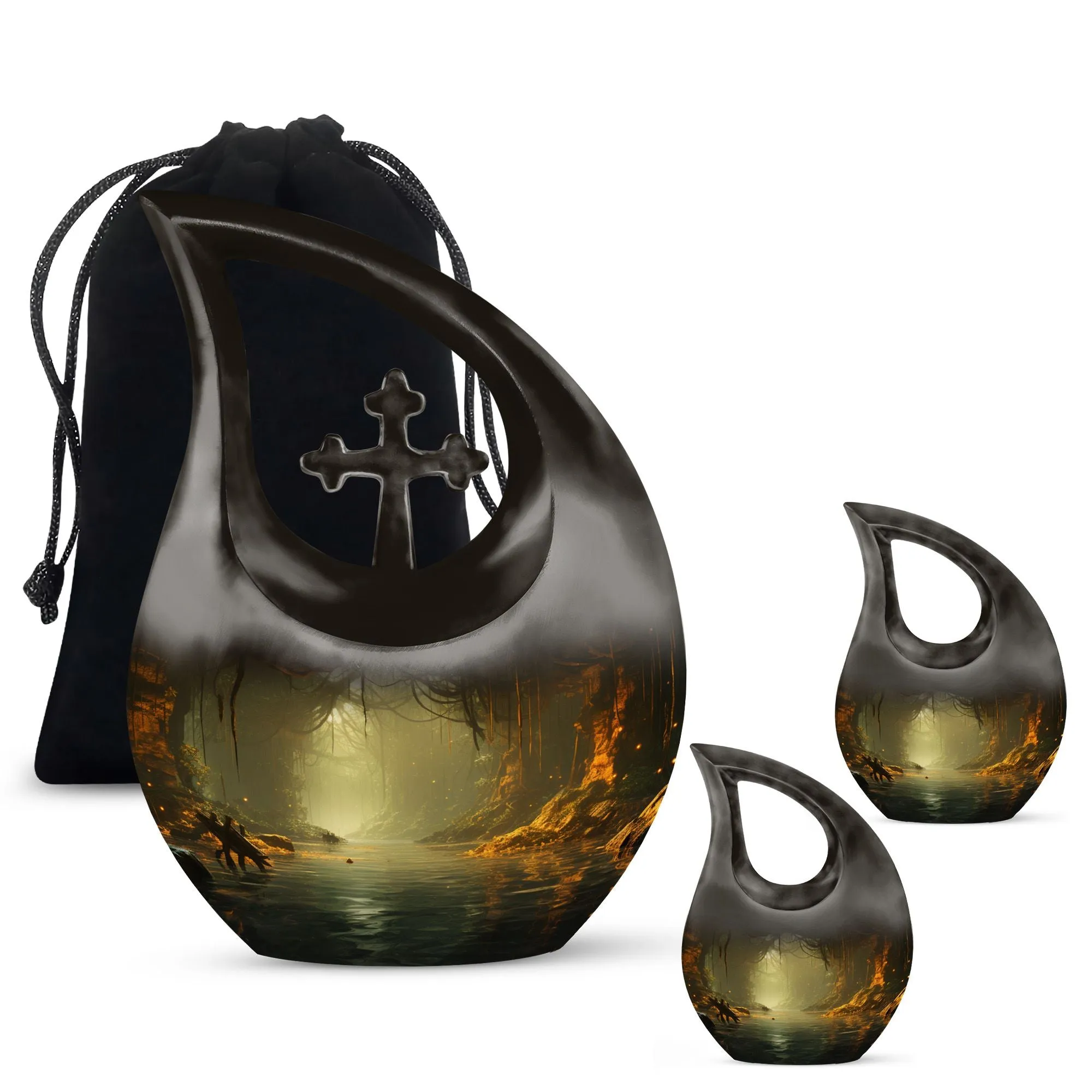 Wilderness Tribute Double Memorial Urn Exquisite Cross Drop