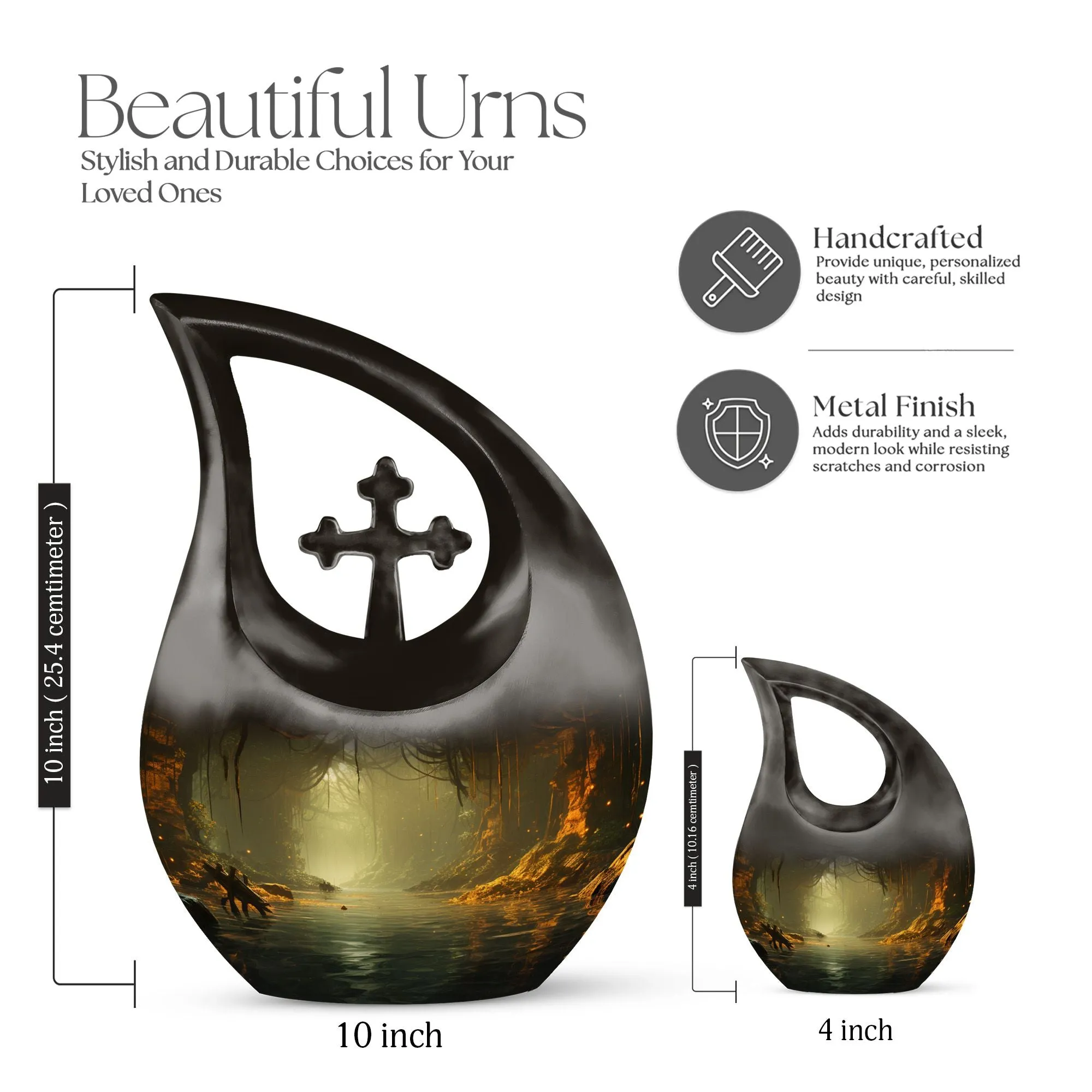 Wilderness Tribute Double Memorial Urn Exquisite Cross Drop