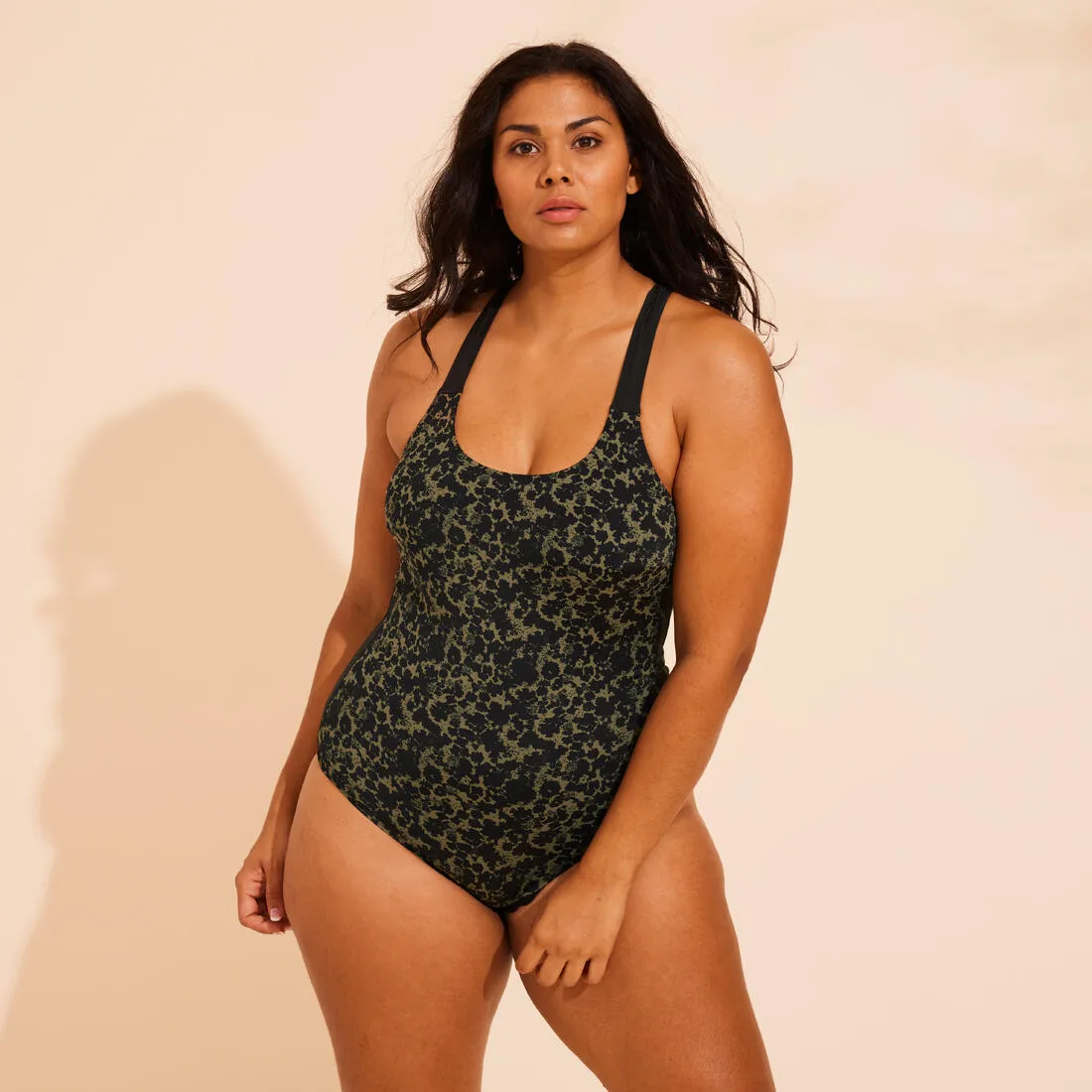 Women's Aquafit-Aquabiking 1-Piece Swimsuit Sofi Lica - Khaki