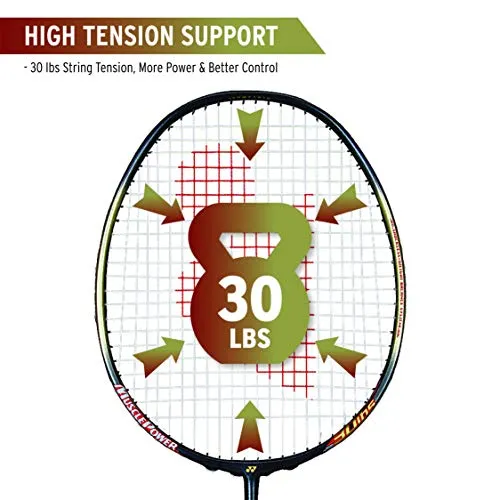 Yonex Muscle Power 55 Badminton Racquet with Free Full Cover (Graphite, G4, 83 Grams, 30 lbs Tension) | Made in Taiwan Yonex Mavis 200i Nylon Shuttle Cock, Pack of 6 (Yellow)