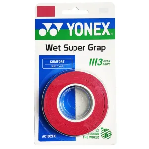 Yonex Wet Super Grap Overgrip 3 Pack (Red)