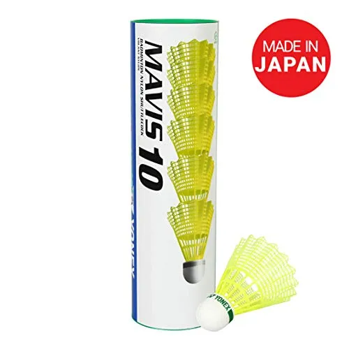 Yonex ZR 100 Light Aluminium Badminton Racquet with Full Cover | Made in India (Black) Yonex Mavis 10 Nylon Shuttlecock, Yellow, Pack of 6 | Made in Japan (Green Cap)