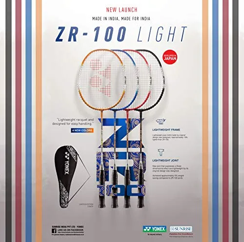Yonex ZR 100 Light Aluminium Badminton Racquet with Full Cover | Made in India(Set of 1)