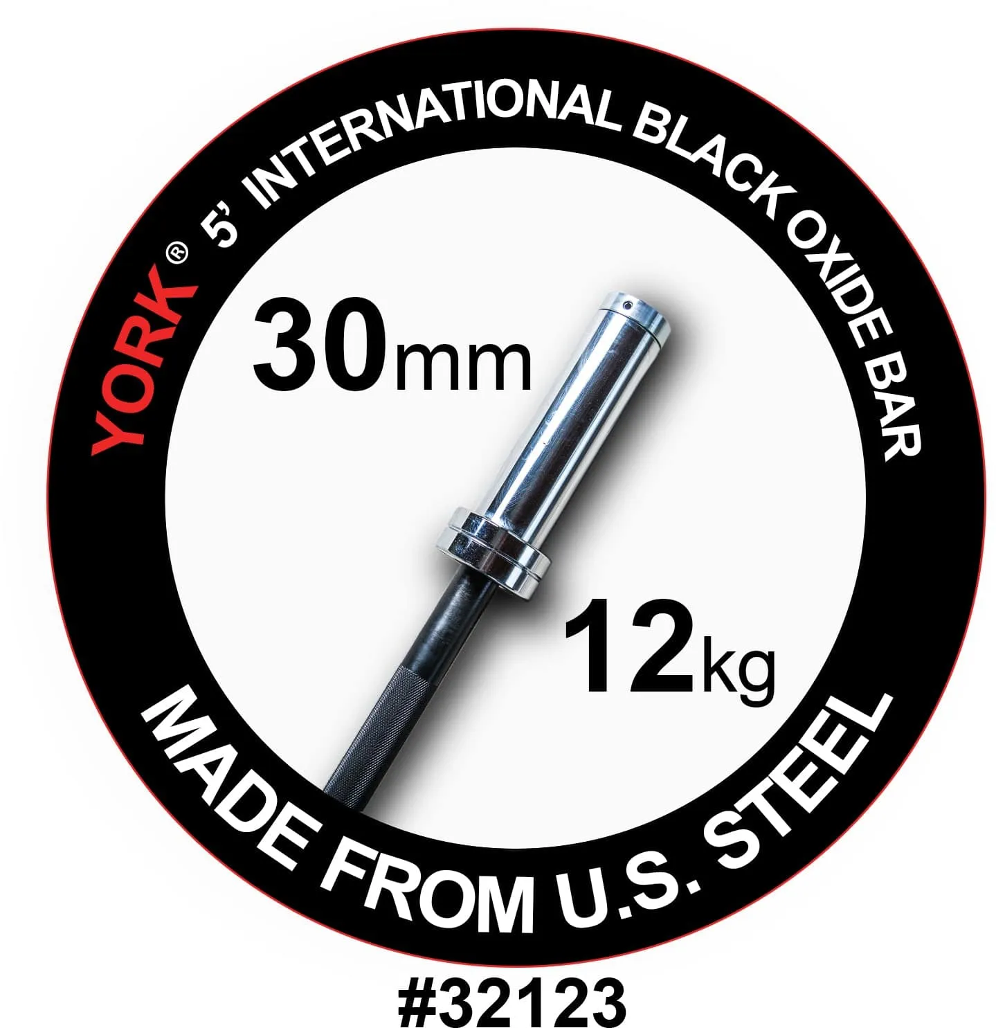 York Barbell | International Black Oxide Bar - 5ft (30mm)
