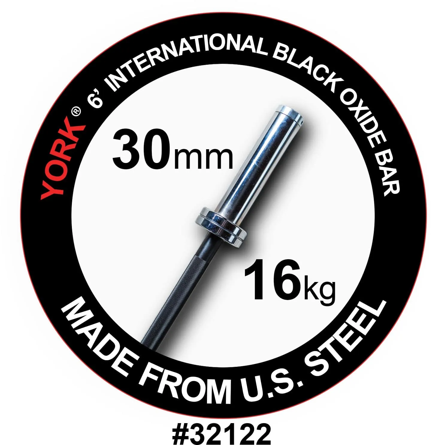York Barbell | International Black Oxide Bar - 6ft (30mm)